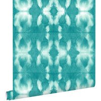TAPETE Tie-Dye Shibori Muster 53 cm x 10.05 m - Türkis, Papier (53/1000cm) - ESTAhome