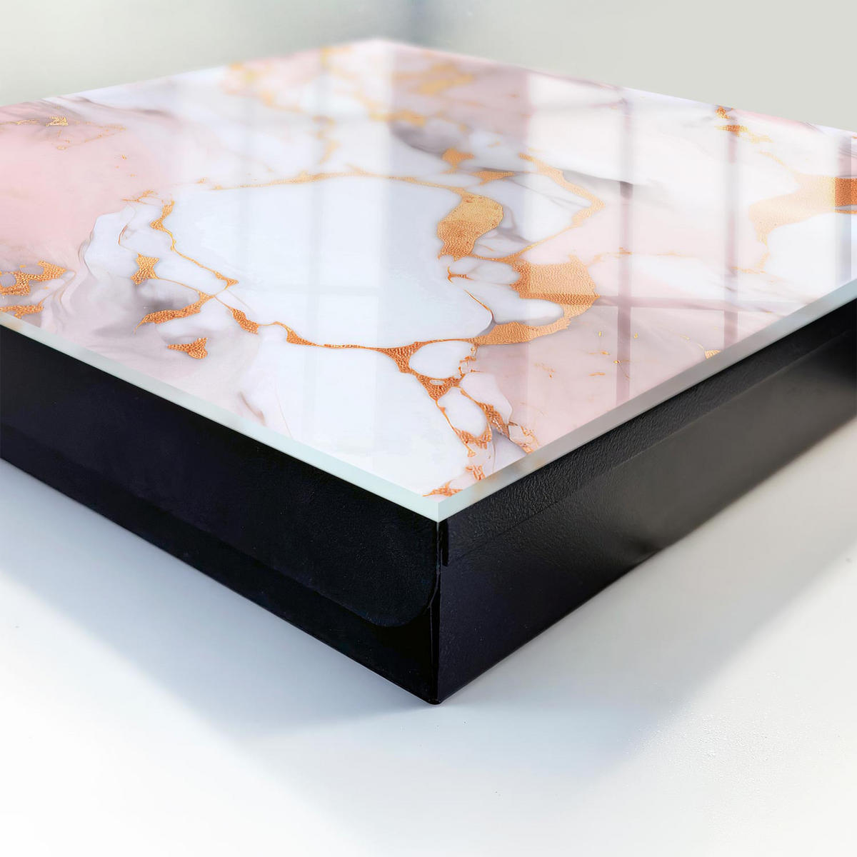 SCHLÜSSELBOX Schwarz 30x30 cm- Türöffnung nach rechts - Abstrakter Marmor - Pink, Metall (30/30/5cm) - TULUP