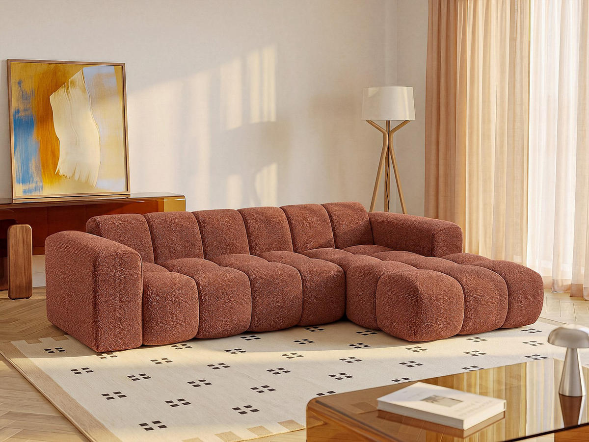 SOFA - 4 Personen - stoff - terracotta Caleso - Terracotta, Textil (284/69.5/163cm) - Vente-Unique