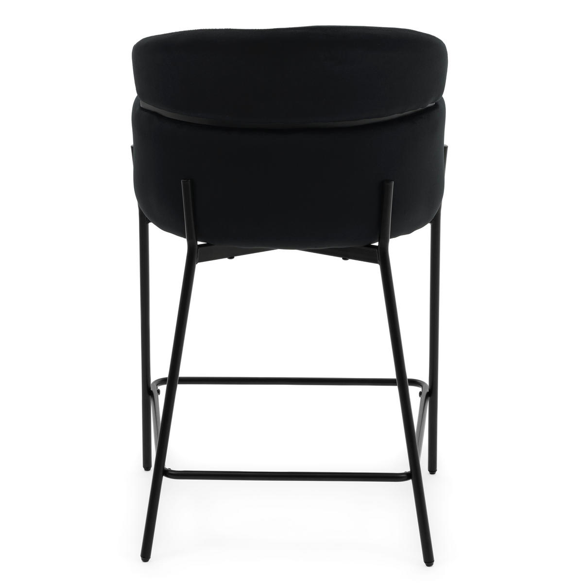 BARHOCKER BOLZANO gepolsterter mit Steppung - schwarz - Samt Velour - Schwarz, Textil/Metall (60/99/55cm) - NEW HOME