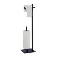 TOILETTENPAPIERHALTER - Schwarz, Metall (20/77.5/20cm) - Relaxdays