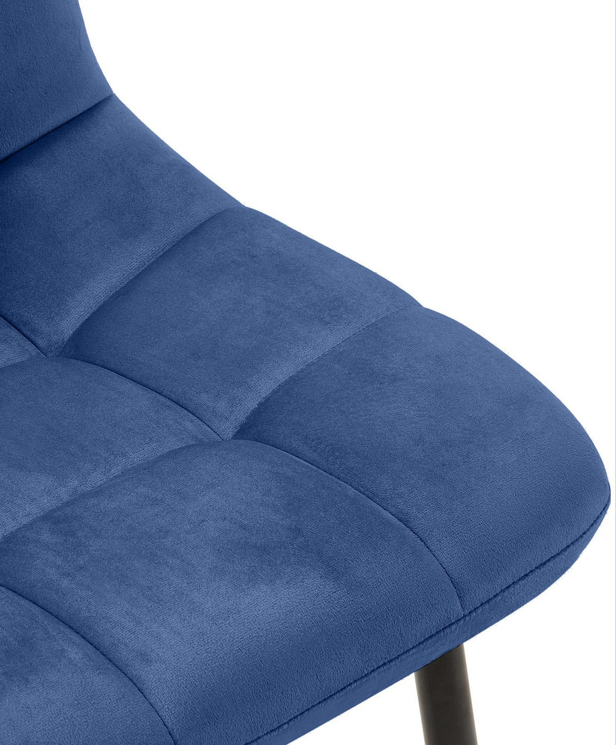 STUHL 4er Set Samt Blau - Blau/Schwarz, Textil/Metall (45/84/55cm) - CLP