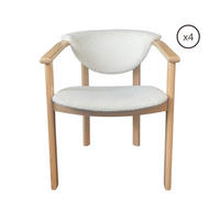 ESSZIMMERSTUHL KALLA 4er Set in Creme Bouclé, massives Buchenholz 58/60/74 cm - Hellbraun/Creme, Holz/Textil (58/72/47cm) - WFL GROUP