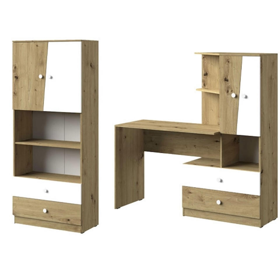 ARBEITSZIMMER-SET Nero 2-teilig Artisan Eiche / Weiß-Matt 230 / 50 / 190cm - Eichefarben/Weiß, Holz/Holzwerkstoff (230/190/50cm) - Feldmann-Wohnen
