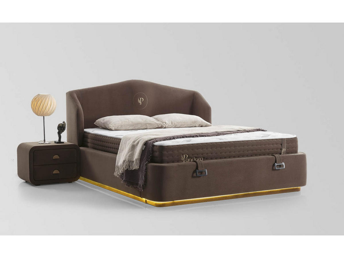 POLSTERBETT Pandora Bett Set 140x190 Braun - Braun, Textil/Metall (140/190cm) - Villa Möbel