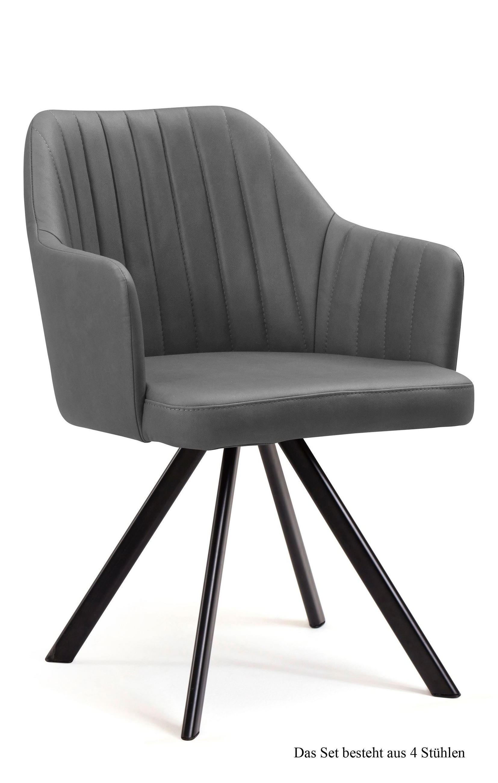 ARMLEHNSTUHL drehbar (4er-Set) Dhana 58x81x60 Schwarz/Grau - Schwarz/Grau, Kunststoff (60/81/58cm) - 58aufmkessel