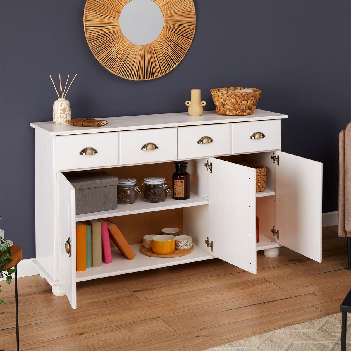 SIDEBOARD COLMAR - Weiß, Holz (116/74/35cm) - IDIMEX