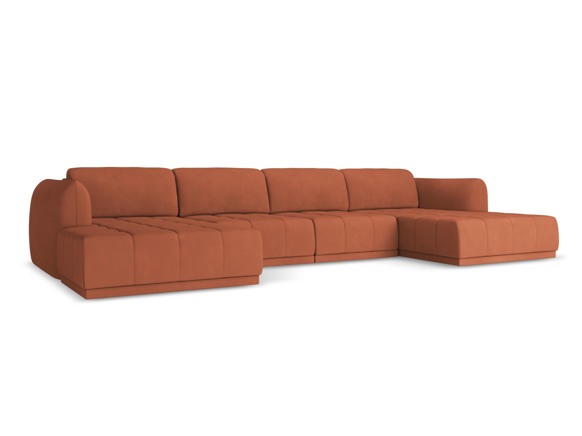 WOHNLANDSCHAFT Chenille Stoff Orange - Terra cotta/Schwarz, Kunststoff/Textil (370/74/170cm) - Makamii