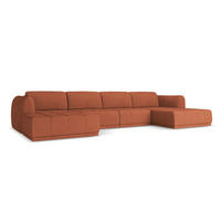 WOHNLANDSCHAFT Chenille Stoff Orange - Terra cotta/Schwarz, Kunststoff/Textil (370/74/170cm) - Makamii