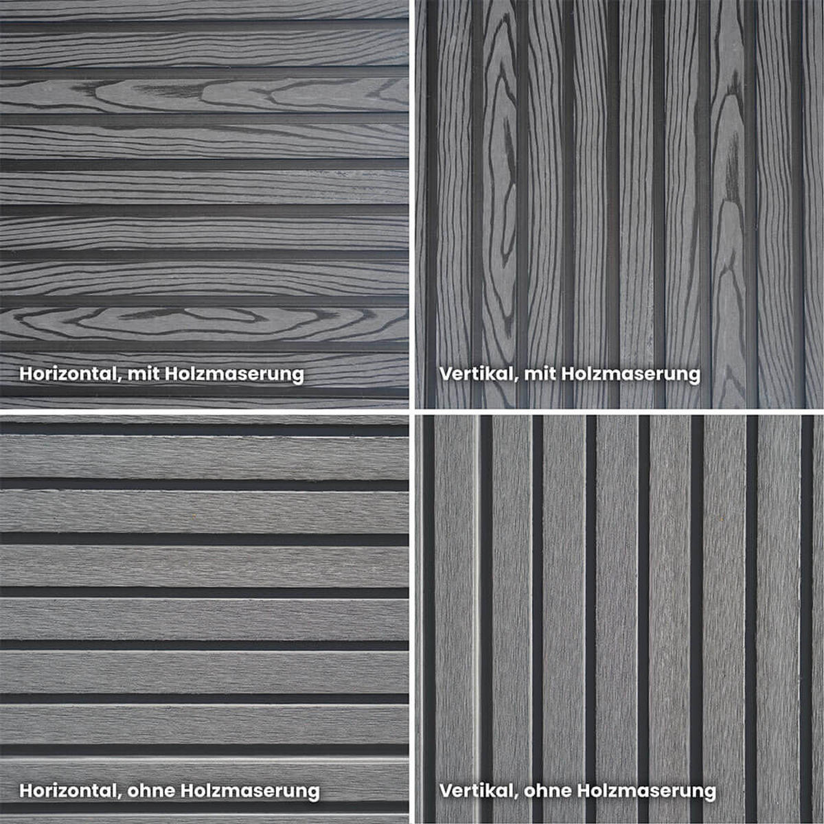 WPC Sichtschutzzaun CALLADO PREMIUM 1 x Element + 2 x Pfosten - Höhe: 185 cm - Anthrazit, Kunststoff (180/185cm) - Home Deluxe