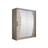 SCHWEBETÜRENSCHRANK Westa X, mit RGB LED Beleuchtung - Silberfarben/Trüffeleichefarben, Holzwerkstoff/Metall (150/200/58cm) - MIRJAN24