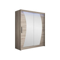 SCHWEBETÜRENSCHRANK Westa X, mit RGB LED Beleuchtung - Silberfarben/Trüffeleichefarben, Holzwerkstoff/Metall (150/200/58cm) - MIRJAN24