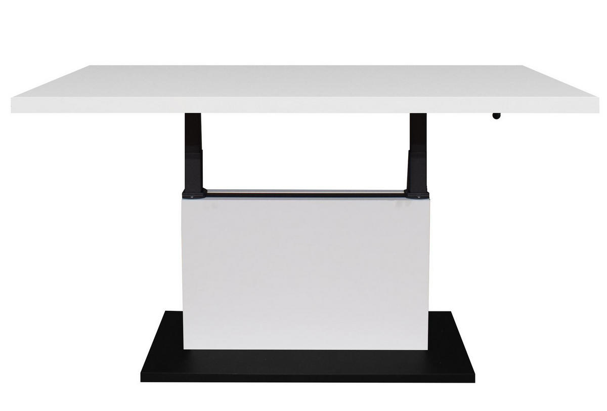 COUCHTISCH Höhenverstellbar Else 4 120x49x70 Holzwerkstoff Ice White - Schwarz/Weiß, Holzwerkstoff (120/70/49cm) - 58aufmkessel