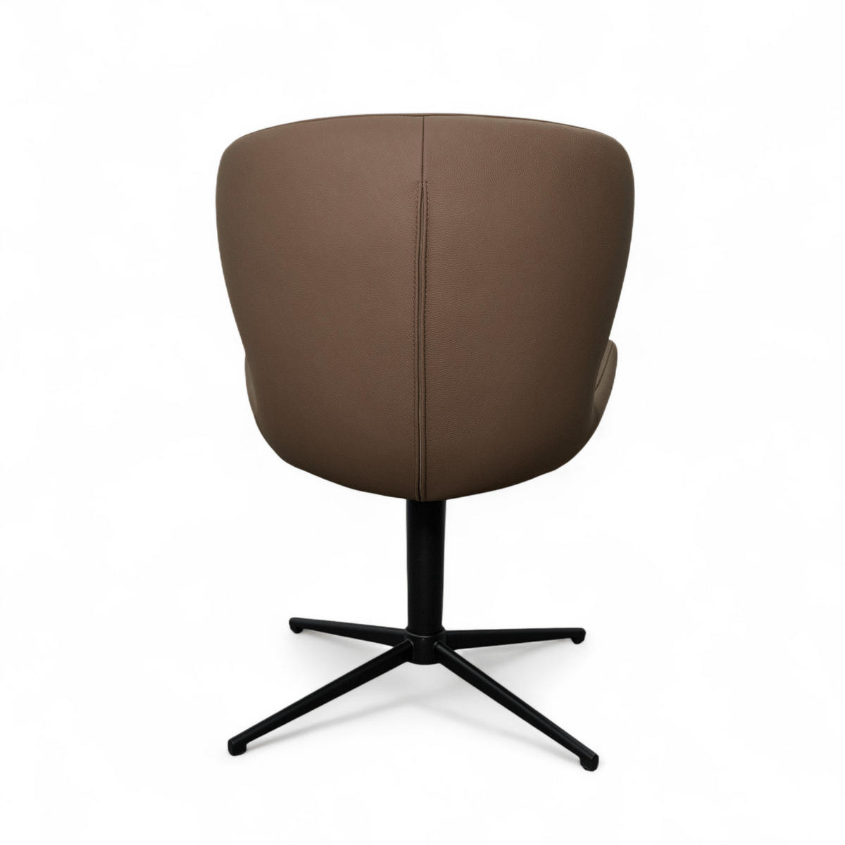STUHL-SET 6 Stück in Echtleder Taupe - Taupe/Schwarz, Leder/Metall (57/83/63cm) - Furnhouse