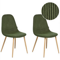 ESSZIMMERSTUHL 2er-Set Cord Grün Hilden - Hellbraun, Textil (43/84/52cm) - Beliani
