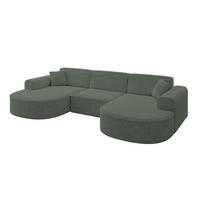 WOHNLANDSCHAFT MARI-U1 - 303x171x79 cm Grün Tissu - Schwarz/Grün, Holzwerkstoff/Kunststoff (303/79/171cm) - ALTDECOR