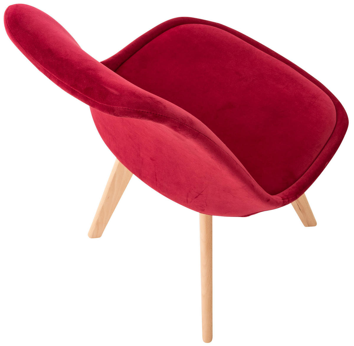 STUHL 4er Set Samt rot - Eukalyptusholzfarben/Rot, Holz/Textil (49/83/50cm) - CLP