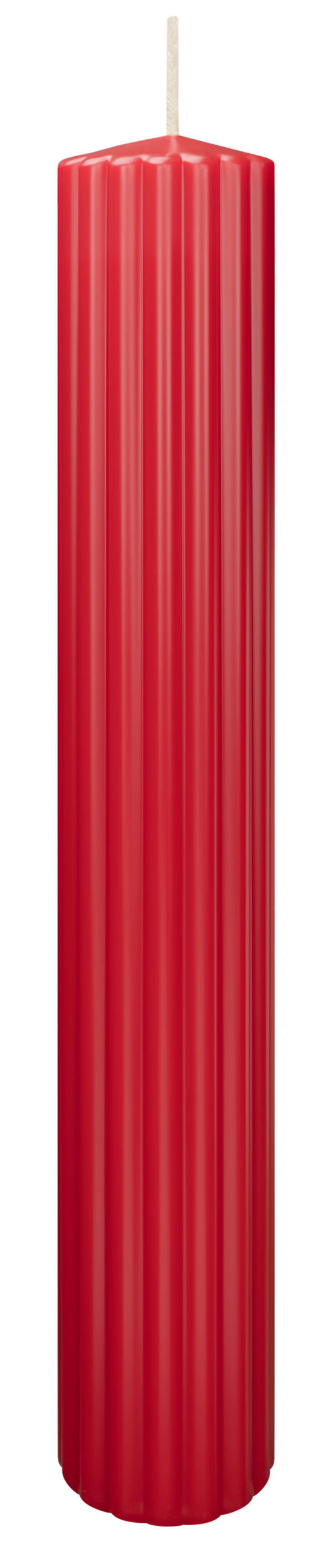 RILLEN KERZEN Rot 300 x Ø 45 mm, 4 Stück - Rot, Paraffin (8/15/15cm) - Wiedemann Kerzen