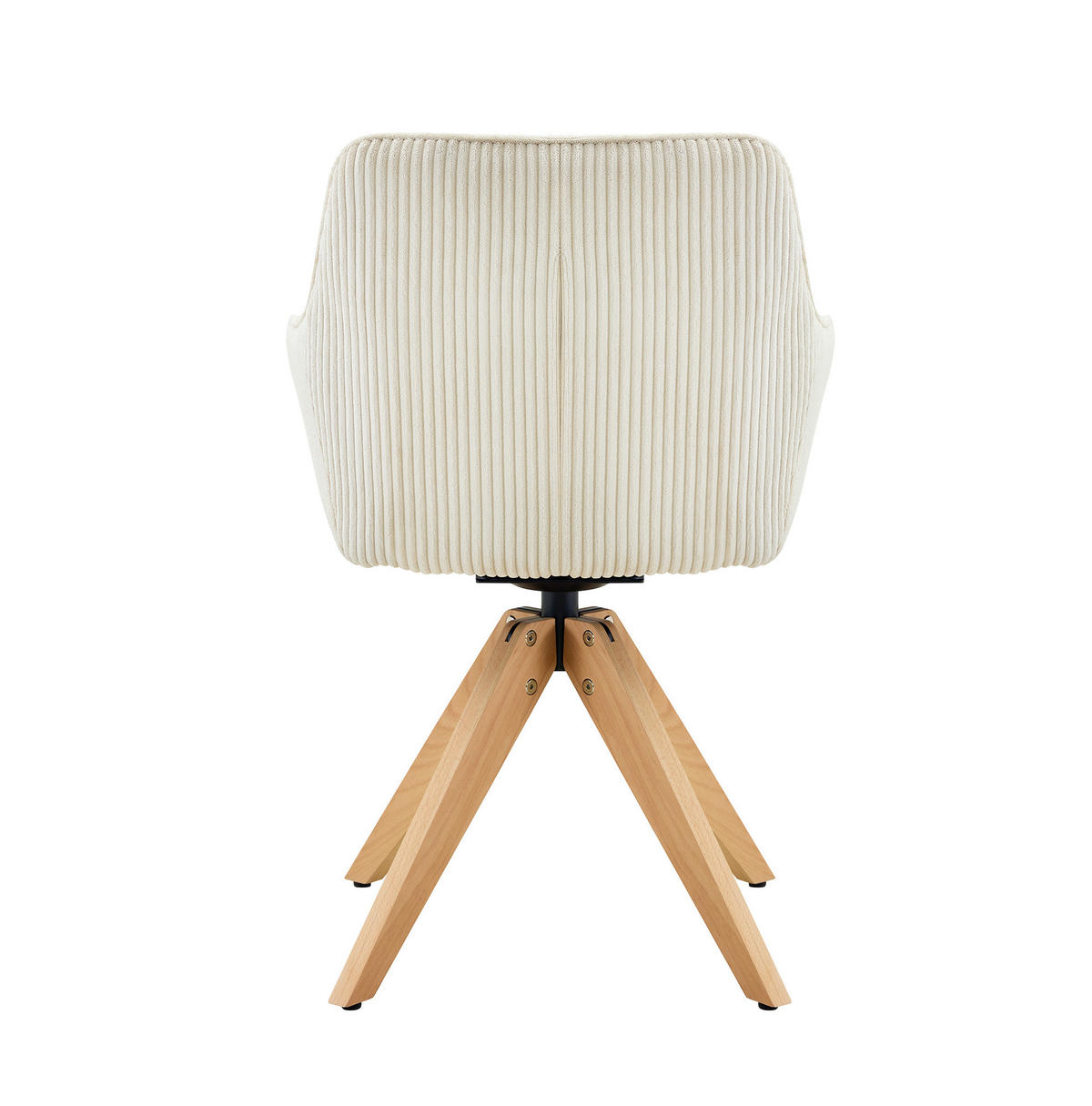 DREHSTUHL 2er-Set 360° drehbar Off White mit Massivholzbeinen - Weiß, Holz (44/84/56cm) - Meubliv