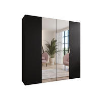 DREHTÜRENSCHRANK 202/200/52 4-türig - Beige/Schwarz, Holz/Metall (200/202/52cm) - Abiks Möbel