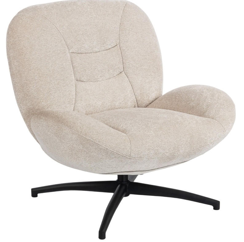 DREHSTUHL 83/89/85 cm Cremeweiß aus Polyester mit 360°-Drehfunktion - Creme, Textil (83/85/89cm) - OKWISH