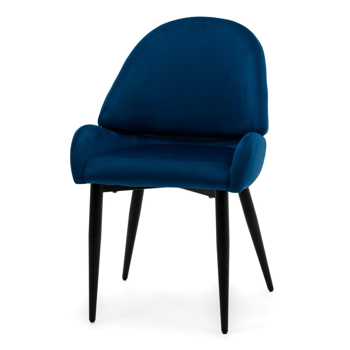 STUHL BERGAMO gepolsterter mit Steppung - dunkelblau - Samt Velour - Blau/Schwarz, Textil/Metall (56/91/61cm) - NEW HOME