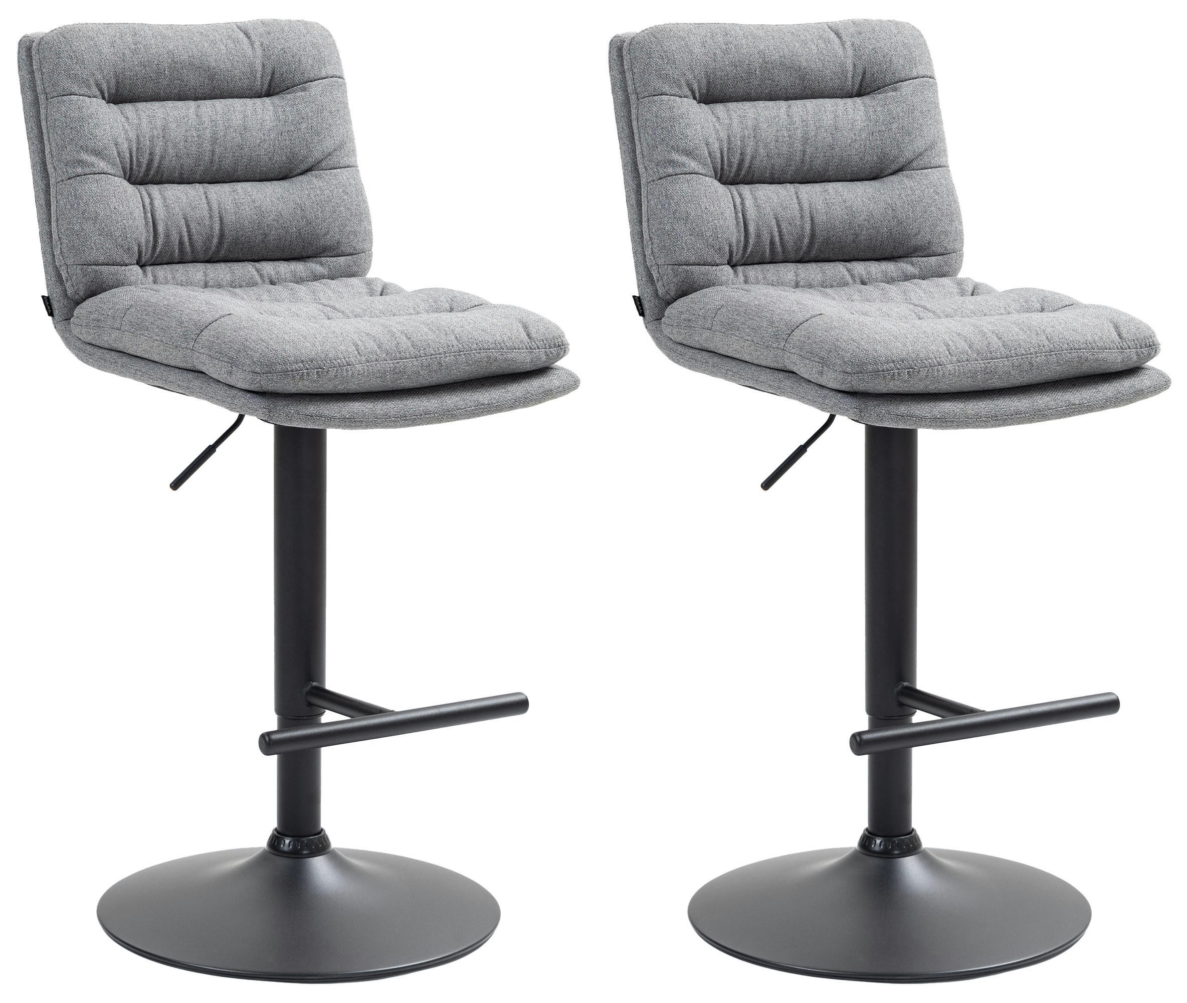 BARHOCKER 2er Set Stoff grau - Schwarz/Grau, Textil/Metall (42/94/56cm) - CLP