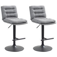 BARHOCKER 2er Set Stoff grau - Schwarz/Grau, Textil/Metall (42/94/56cm) - CLP