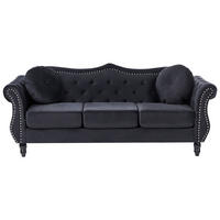 3-SITZER-SOFA Samtstoff Schwarz Skien - Schwarz, Textil (204/86/78cm) - Beliani