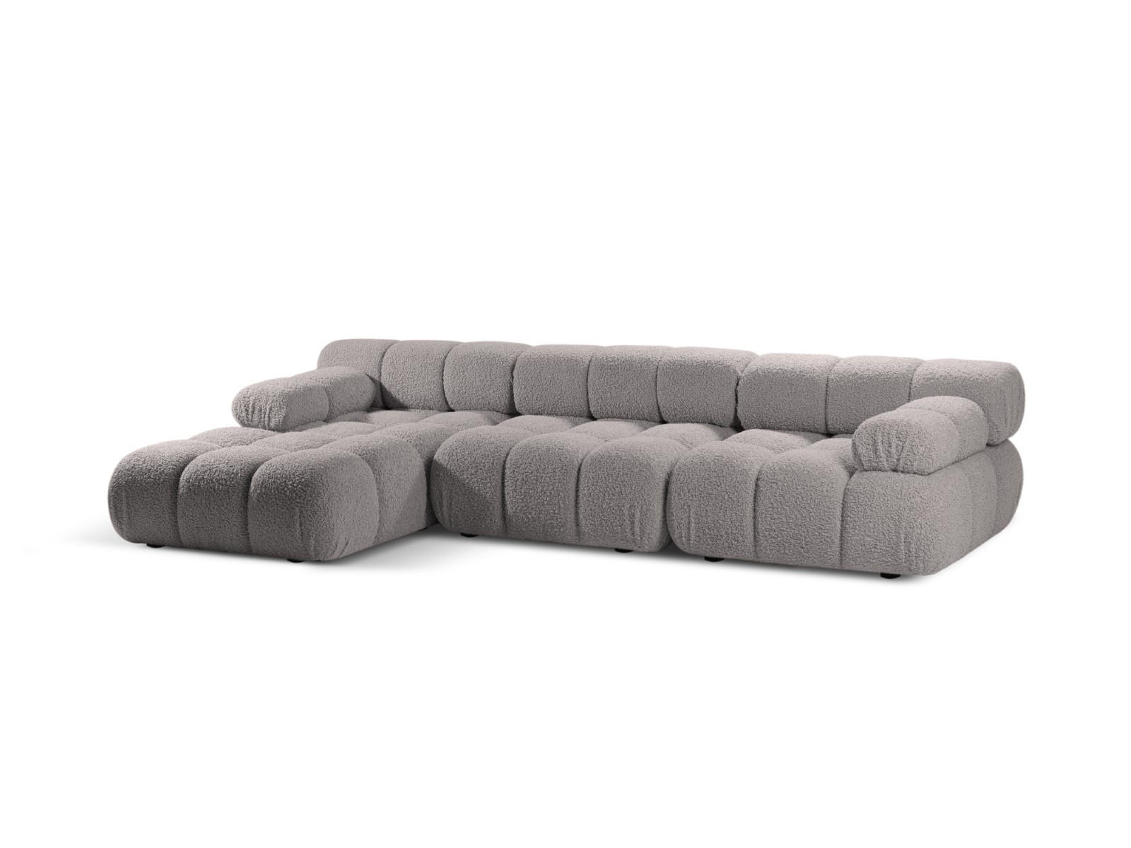 ECKSOFA modular links Bellis aus Boucle hellgrau 4 Sitzplätze - Hellgrau, Textil (155/282cm) - Micadoni