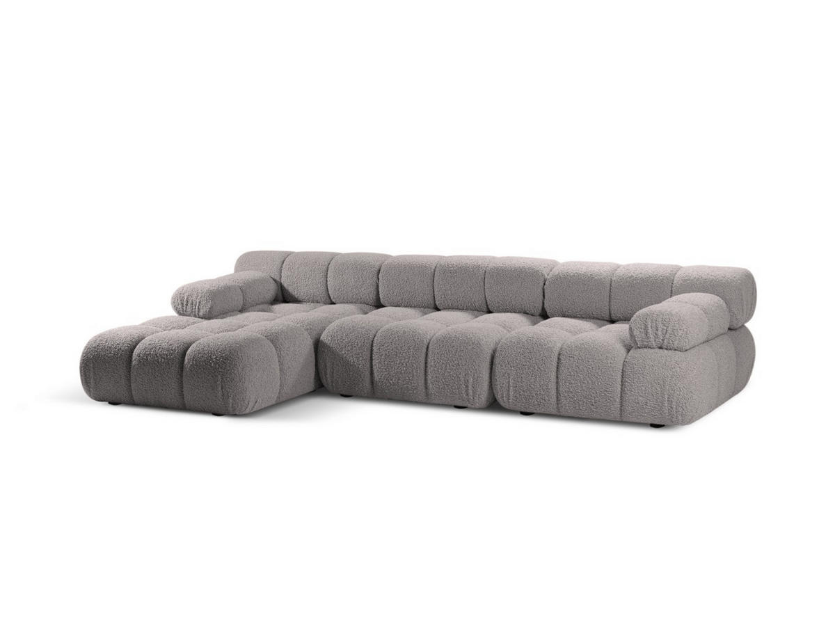 ECKSOFA modular links Bellis aus Boucle hellgrau 4 Sitzplätze - Hellgrau, Textil (155/282cm) - Micadoni