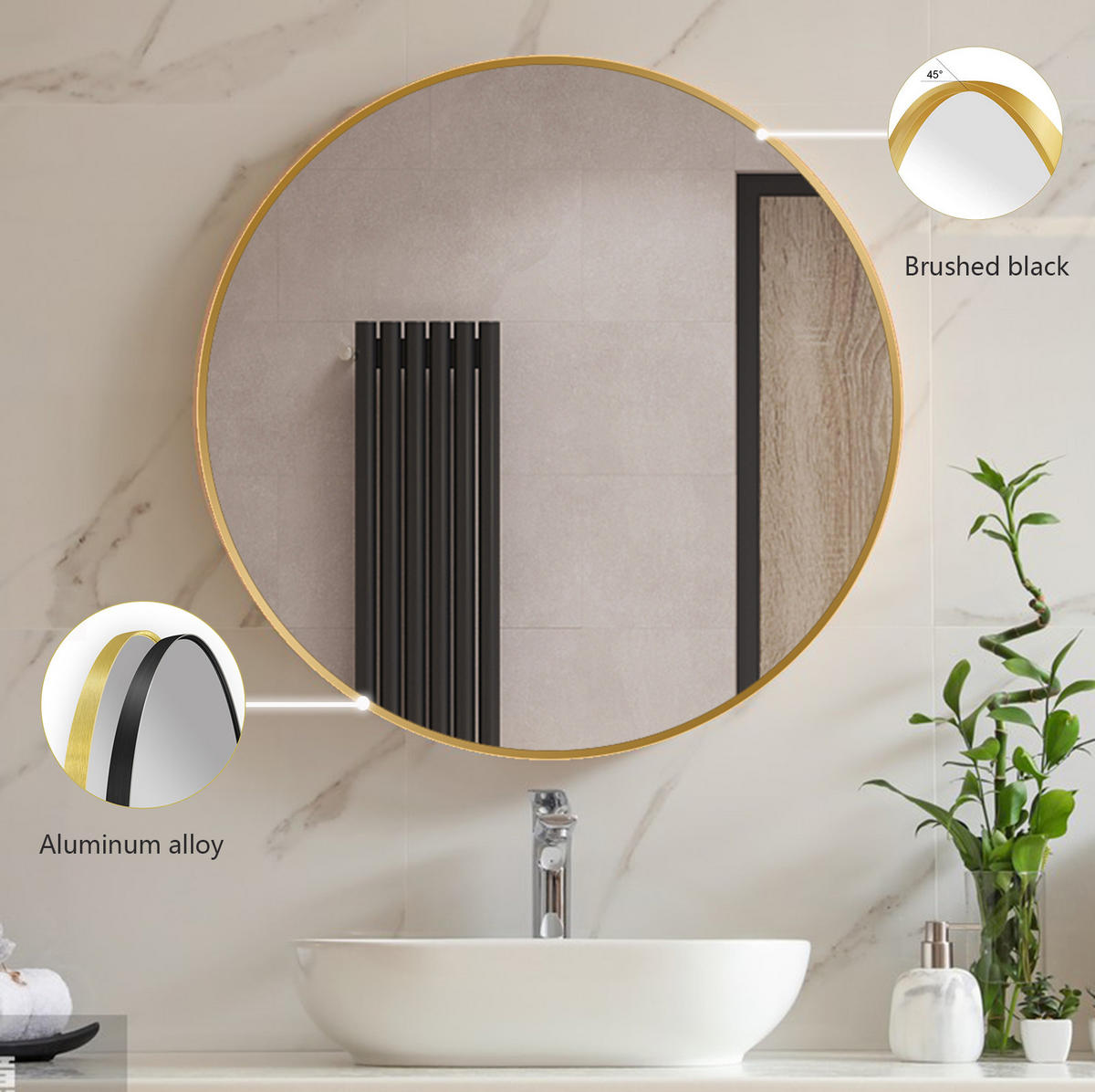 BADEZIMMERSPIEGEL– 60 x 60 cm, goldfarben,Ohne LED-Leuchten - Goldfarben, Glas (60/2.8/60cm) - LIBRATON