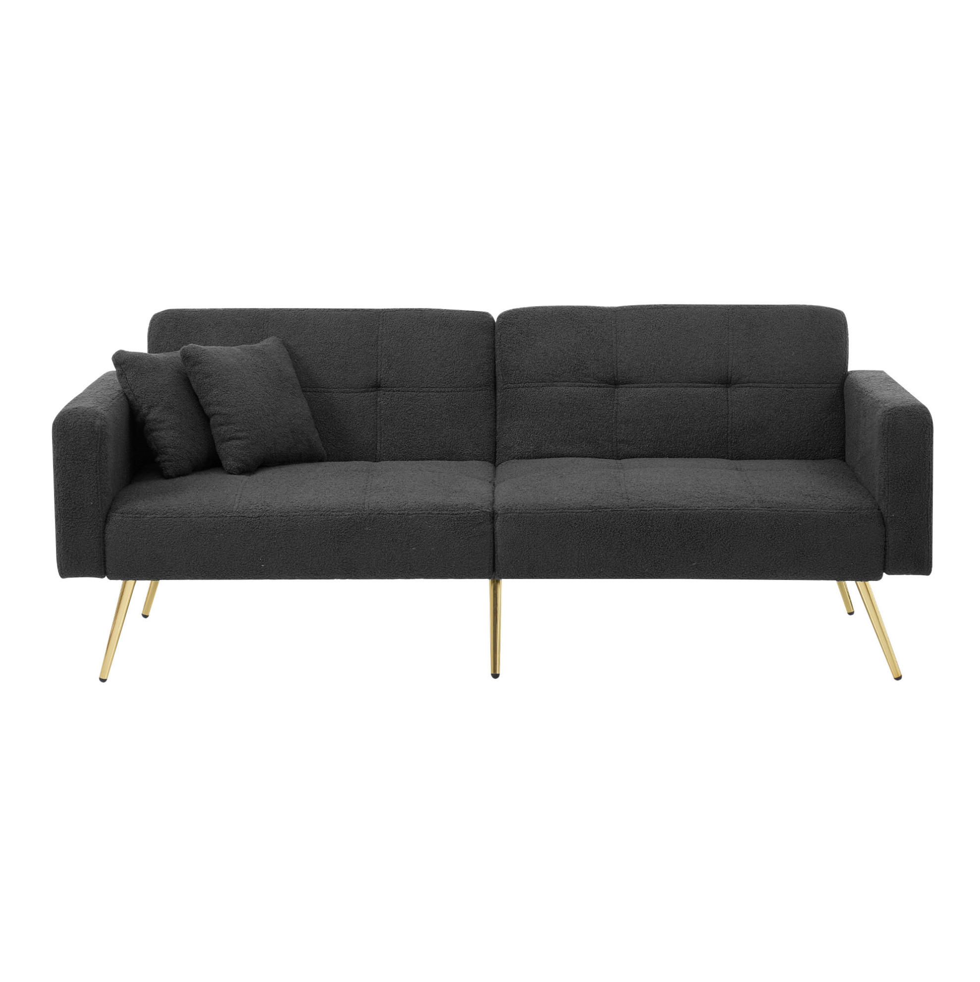 SCHLAFSOFA 175/64/72 cm in Antikgrau – verstellbar mit Seitentaschen - Dunkelgrau, Kunststoff (175/72/64cm) - BEAOK