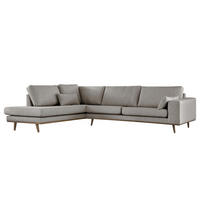 ECKSOFA mit Ottomane - Eichefarben/Graubraun, Eichenholz/Textil (287/219cm) - home24