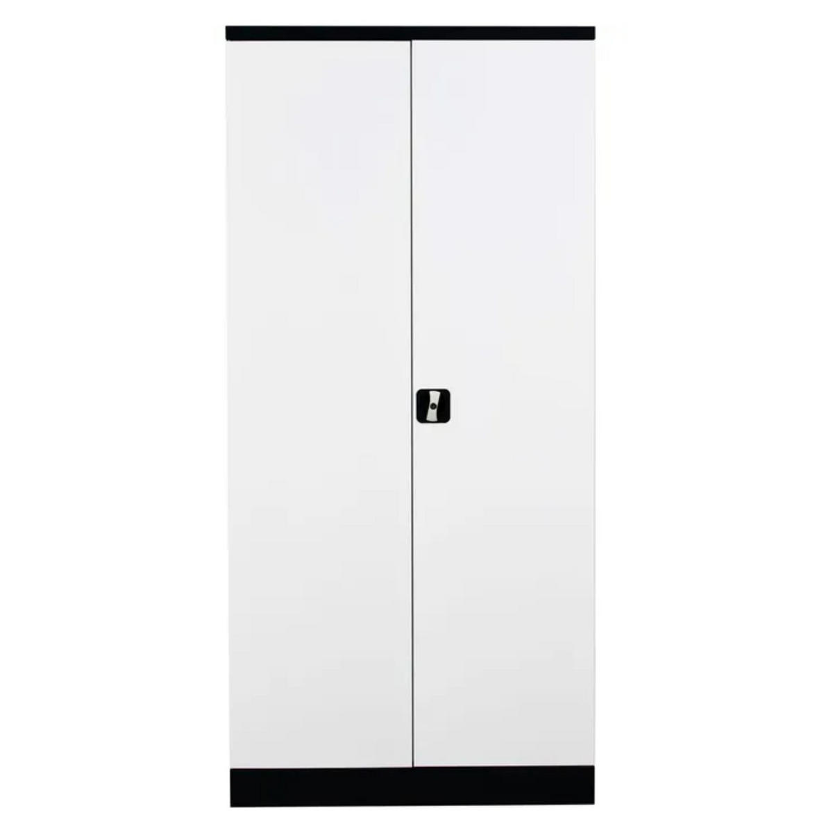 STAHLSCHRANK Bee mit 10 lackierten Fachböden 195x92x42 cm Korpusfarbe Schwarz Frontfarbe Verkehrsweiß - Weiß, Metall (92/195/42cm)