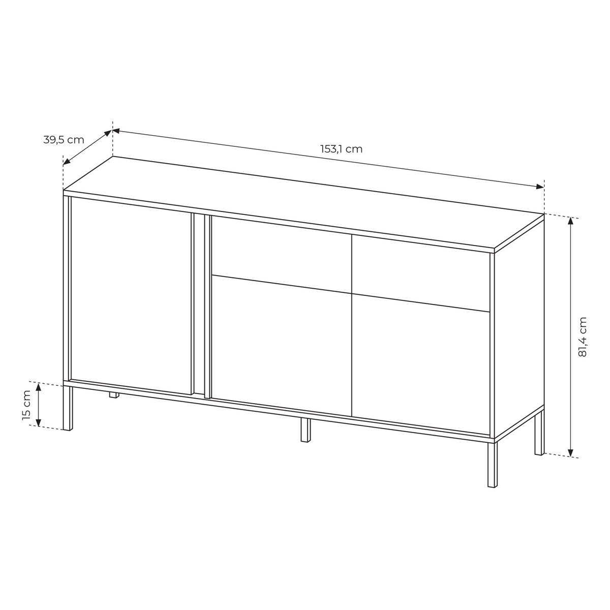 SIDEBOARD DASTINO 153/81/40 cm mit 2 Schubladen und 3 Türen Beige - Beige, Holzwerkstoff (153/81/40cm) - MASSENO