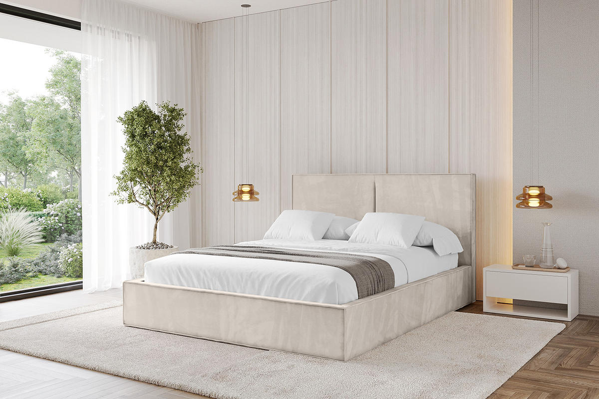 POLSTERBETT mit Bettkasten und Lattenrost, Bett mit Matratze H3/H4 - EMMI 120x200 Beige - Beige, Holzwerkstoff/Textil (120/200cm) - ALTDECOR