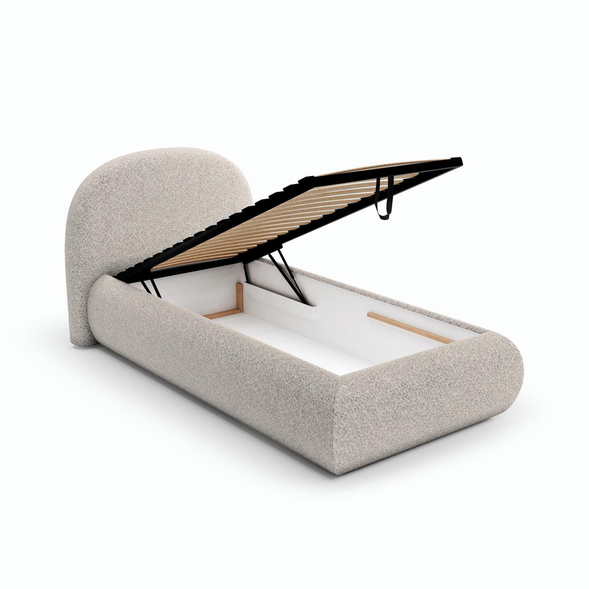 POLSTERBETT Motti 90x200, Einzelbett mit Bettkasten, ohne Matratze, Beige - Beige, Holzwerkstoff (90/200cm) - Beautysofa