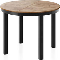 ESSTISCH Corin Schwarz runder ausziehbarer, Craft Eiche 100-176/100/76 cm - Eiche Wotan/Schwarz, Holzwerkstoff/Metall (100/100/76cm) - WFL GROUP