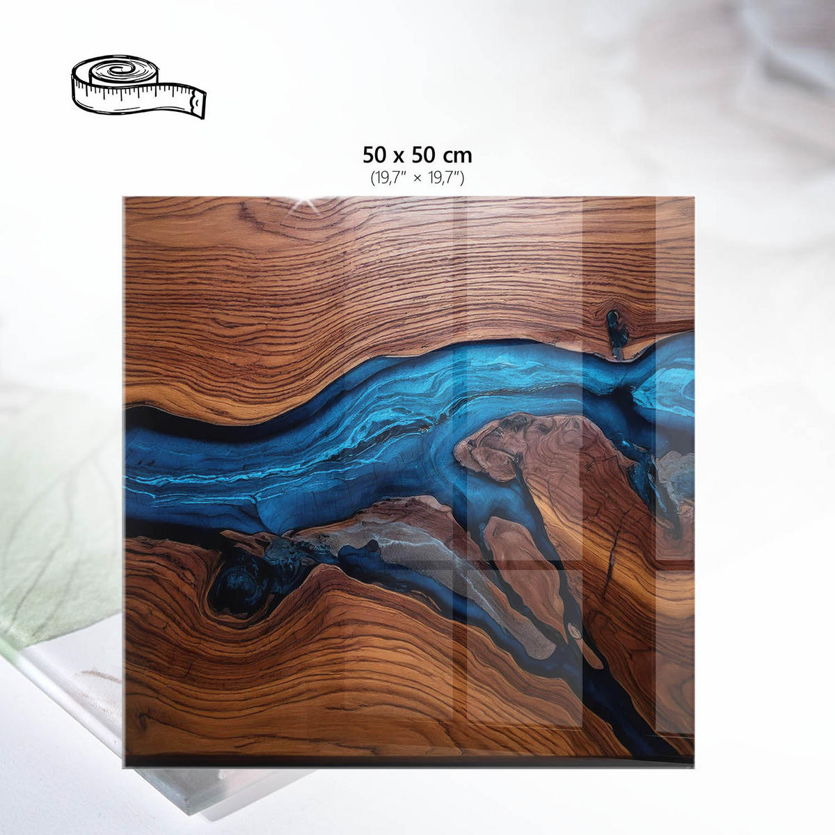 TISCHPLATTE 50x50 cm – Holzmuster - Weiß, Glas (0.4/50/50cm) - Wallfluent
