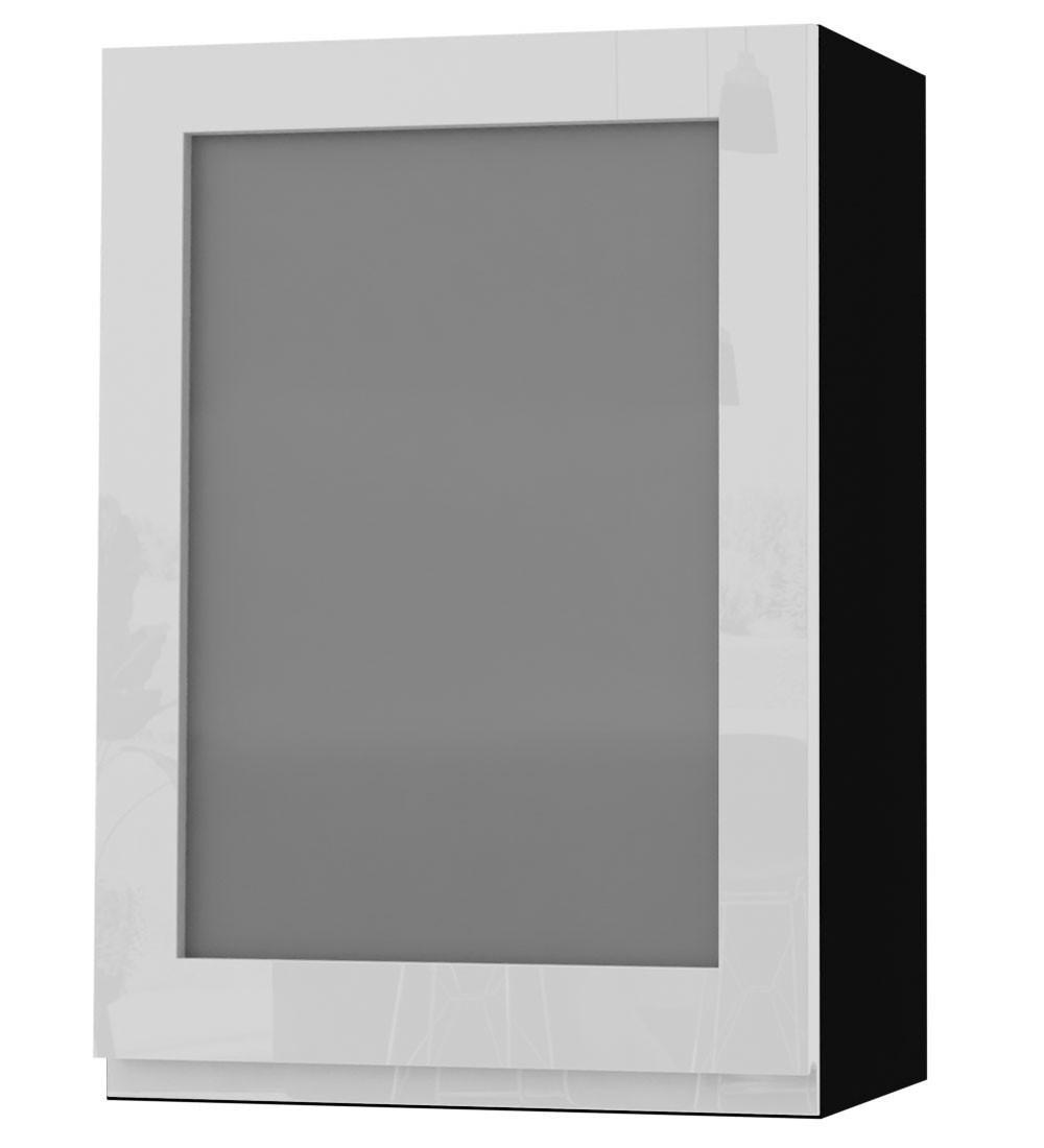 HÄNGESCHRANK Florence W2S/50 Schwarz / RAL 9003 signalweiß HG 50 / 32,5 / 72cm - Türanschlag links - Weiß Hochglanz/Schwarz, Holz/Holzwerkstoff (50/72/32.5cm) - Feldmann-Wohnen