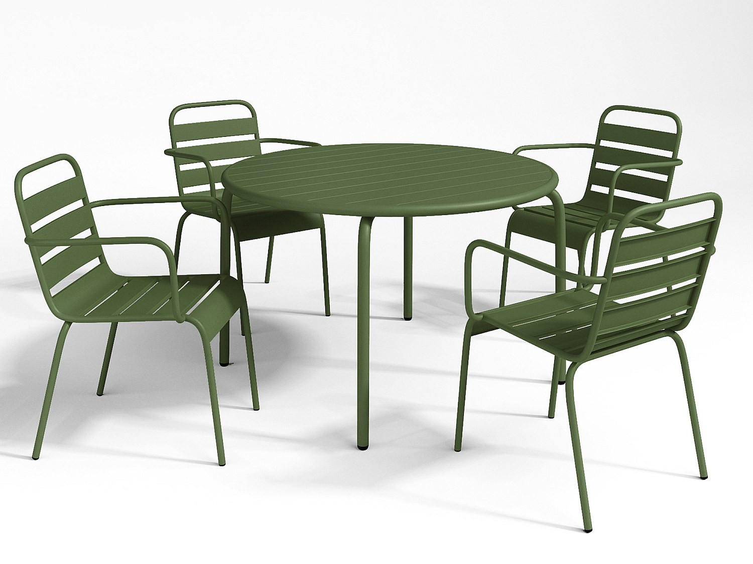 GARTENESSGRUPPE im Set - 4 -Sitzer - Stahl - khaki - MIRMANDE - Grün, Metall - Vente-Unique