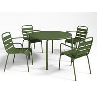 GARTENESSGRUPPE im Set - 4 -Sitzer - Stahl - khaki - MIRMANDE - Grün, Metall - Vente-Unique