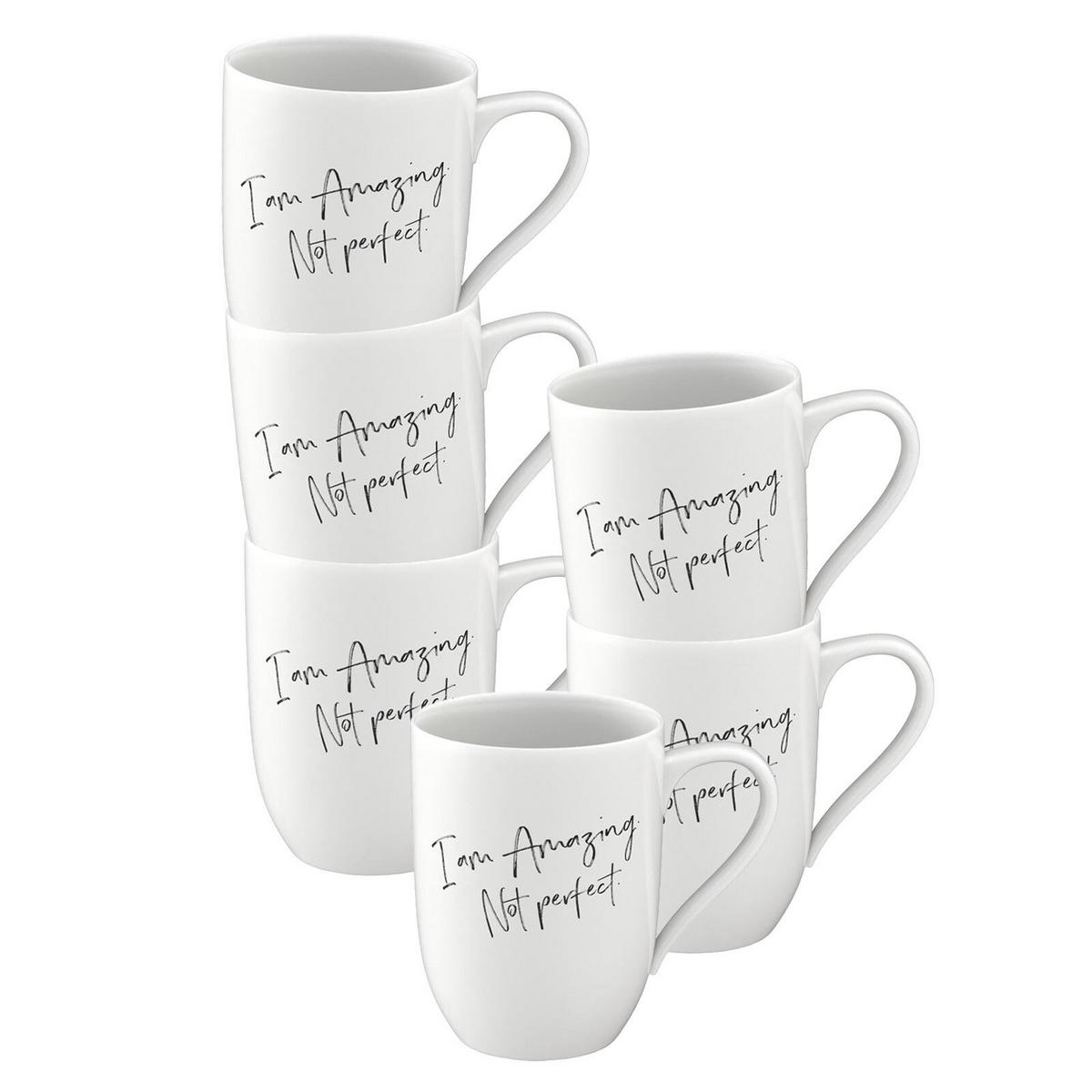 BECHER 'AMAZING. NOT PERFECT.' Statement weiß 290 ml 6er Set - Weiß, Keramik (0.29L) - Villeroy & Boch