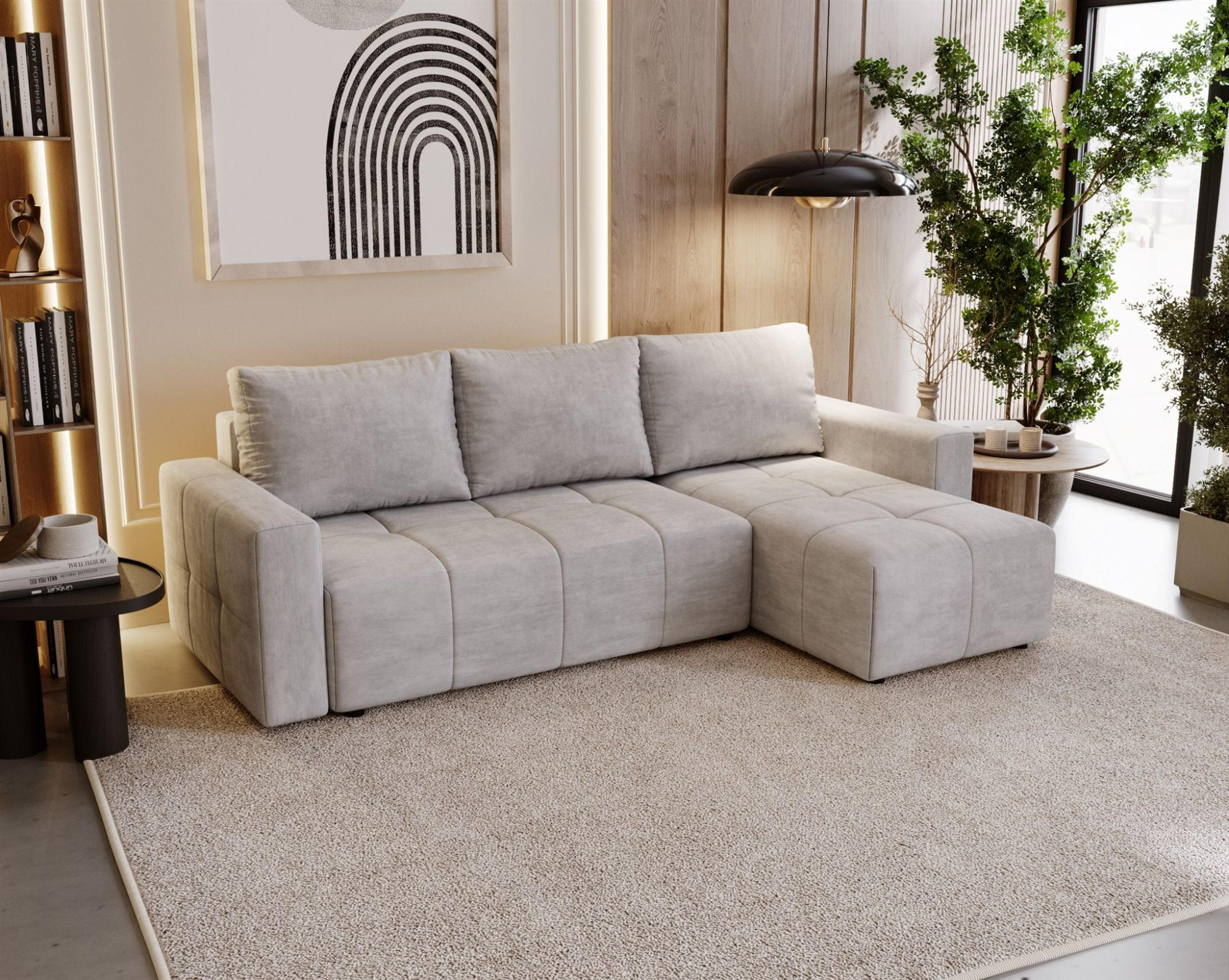 ECKSOFA Noha In Paros - Hellgrau, Holzwerkstoff/Textil (231/142cm) - Fun Möbel
