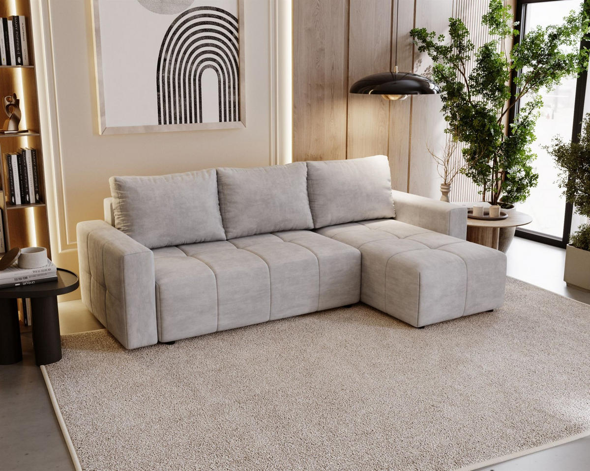 ECKSOFA Noha In Paros - Hellgrau, Holzwerkstoff/Textil (231/142cm) - Fun Möbel