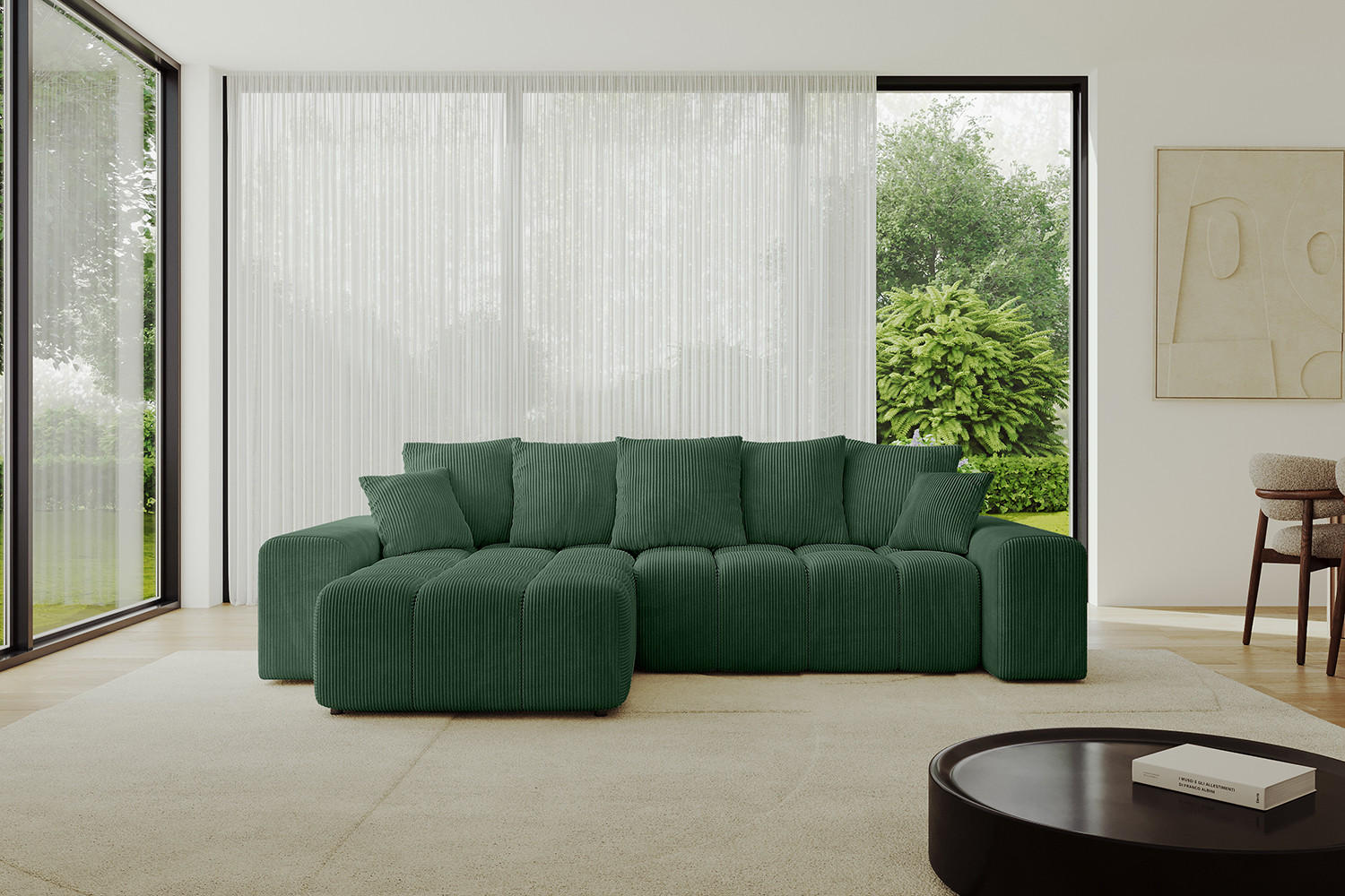 ECKSOFA Ottomane links/rechts ENIL-L 290x175x84 Grün Cord - Grün, Holzwerkstoff/Kunststoff (290/175cm) - ALTDECOR