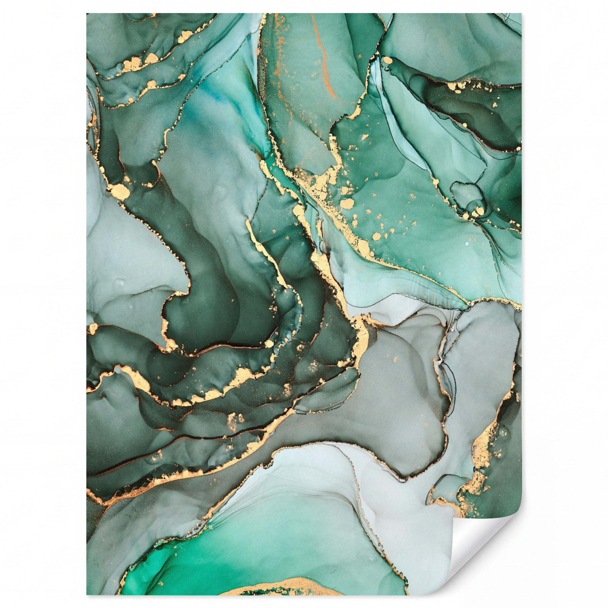 TAPETE - Gold - Marmor - Grün - Luxus - Marmoroptik - Grau - 160x220 cm - Grün, Papier (160/220cm) - OnlyWow