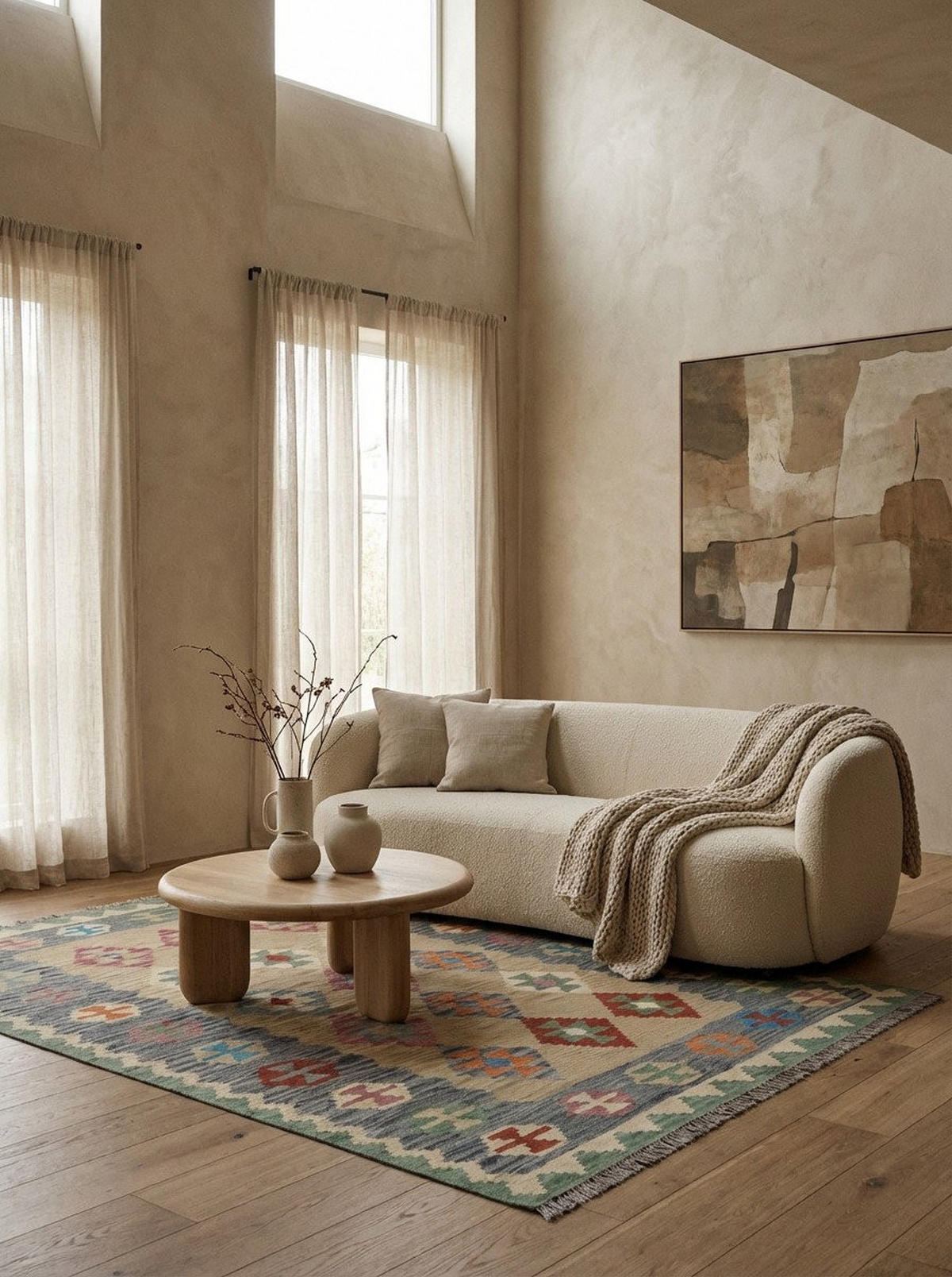 HANDWEBTEPPICH Kelim Gashgai Beige 202/159 cm Schurwolle - Beige, Textil (159/202cm) - Looma