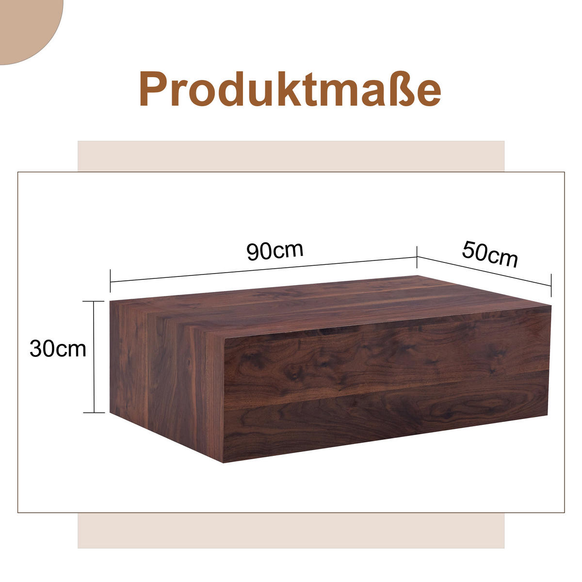 COUCHTISCH DE-009 Luxury Nussbaum - Walnussfarben, Holzwerkstoff (50/90/30cm) - ComfortXL